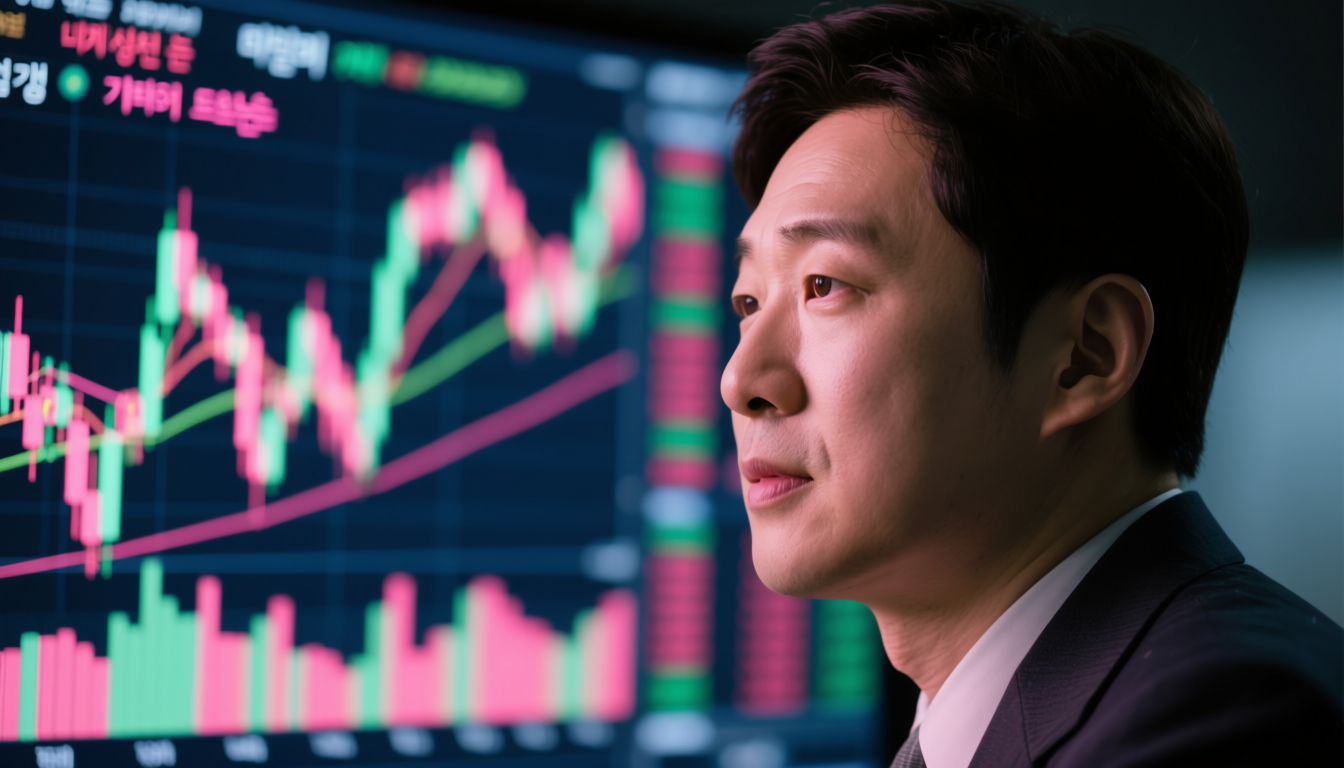 코스피 5000 시대에 대한 기대와 신중함을 동시에 표현하는 투자자 모습